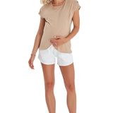 Handy Crossover Short Sleeve Cotton Maternity/Nursing Top