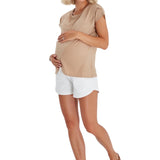 Handy Crossover Short Sleeve Cotton Maternity/Nursing Top