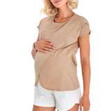 Handy Crossover Short Sleeve Cotton Maternity/Nursing Top