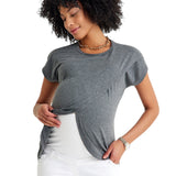Handy Crossover Short Sleeve Cotton Maternity/Nursing Top