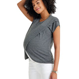Handy Crossover Short Sleeve Cotton Maternity/Nursing Top