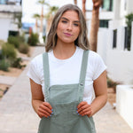 Frankie Denim Overalls in Sage | Milk & Baby
