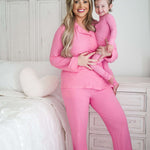 Bubblegum Rib Women's Dream Nursing Pajamas Milk & Baby
