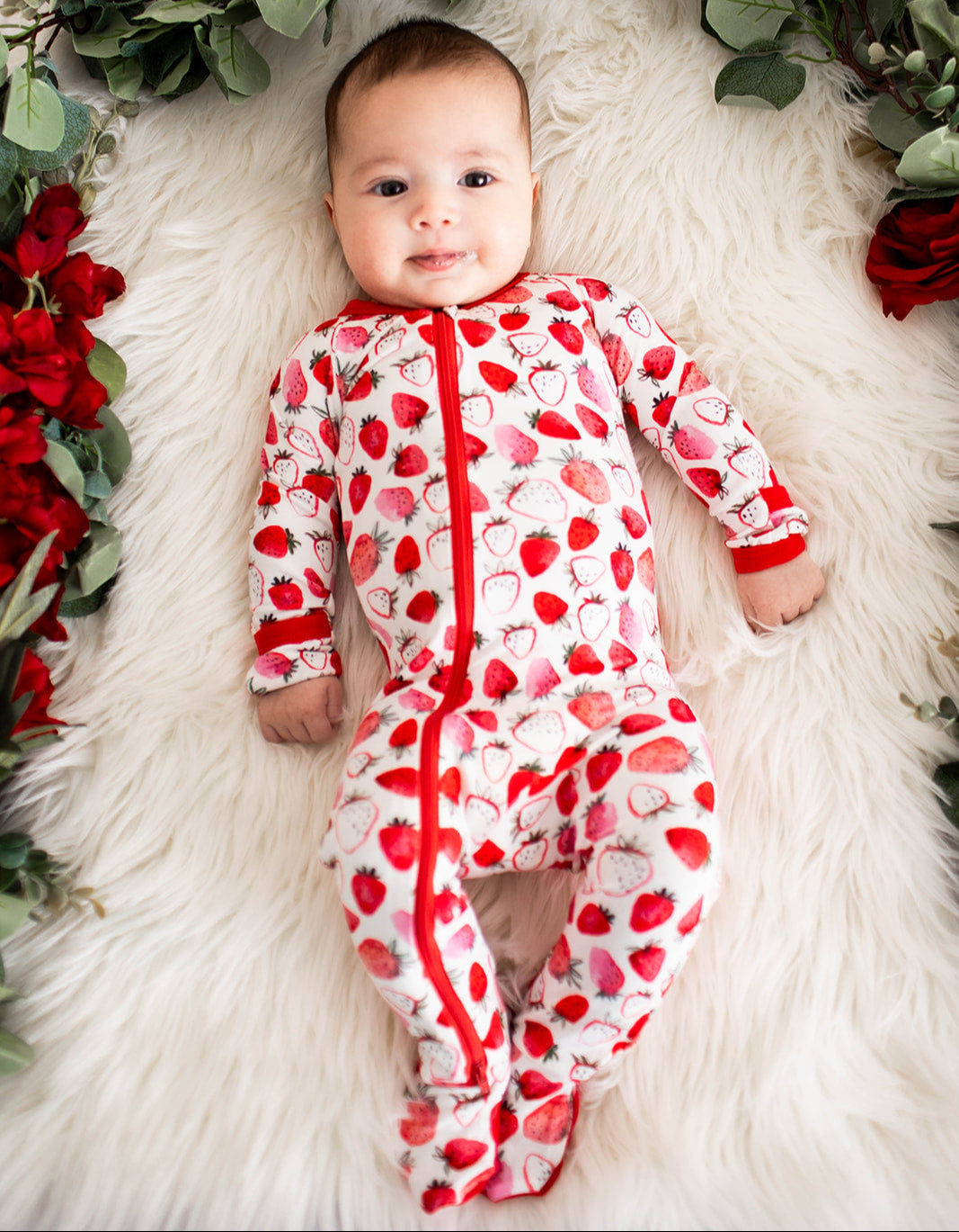 Strawberry Fields Footie | Milk & Baby