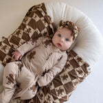 Bamboo Head Wrap | Gingerbread Checkerboard 2024 | Milk & Baby