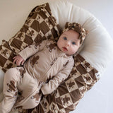 Bamboo Head Wrap | Gingerbread Checkerboard 2024 | Milk & Baby