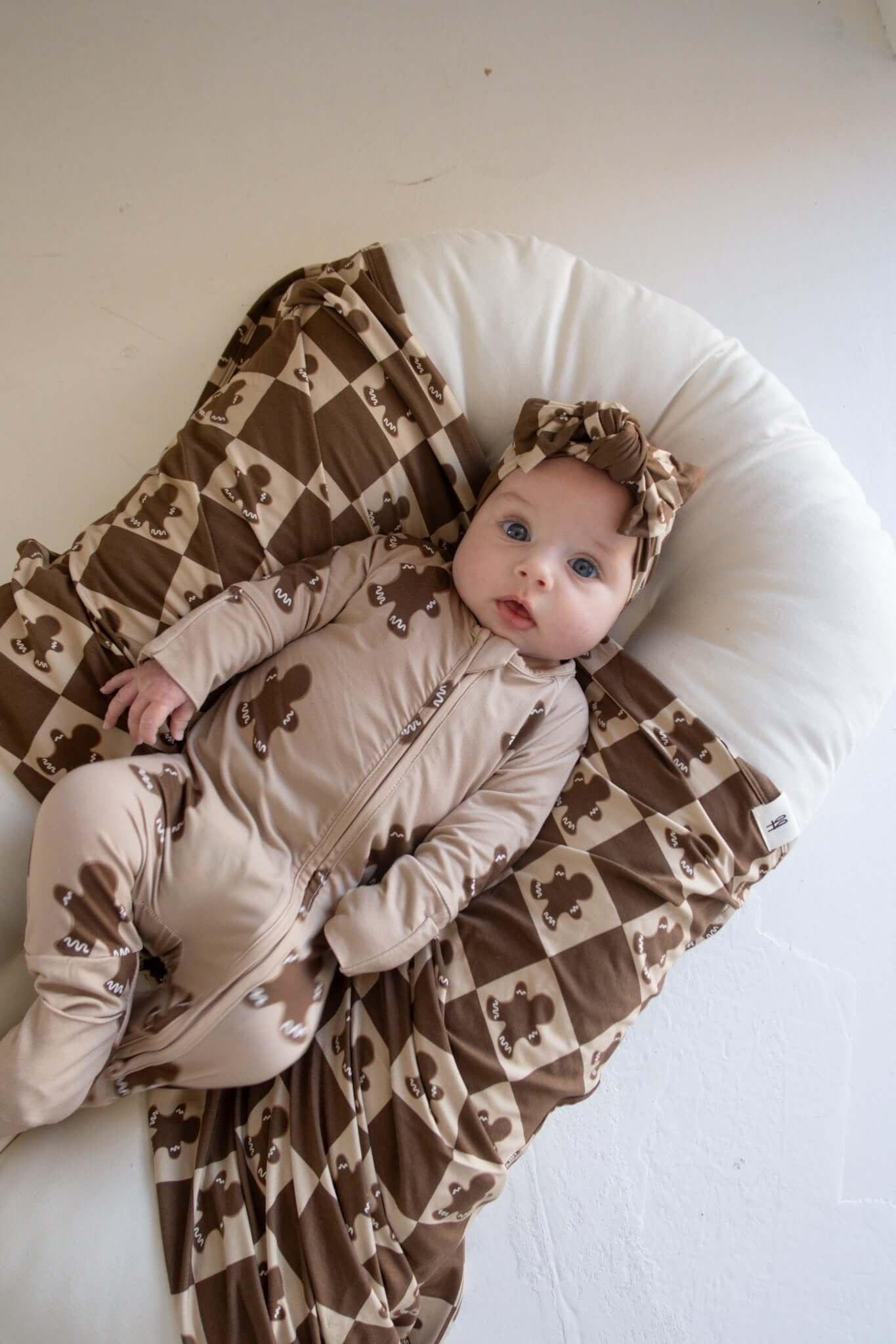 Bamboo Head Wrap | Gingerbread Checkerboard 2024 | Milk & Baby