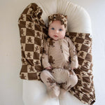 Bamboo Head Wrap | Gingerbread Checkerboard 2024 | Milk & Baby