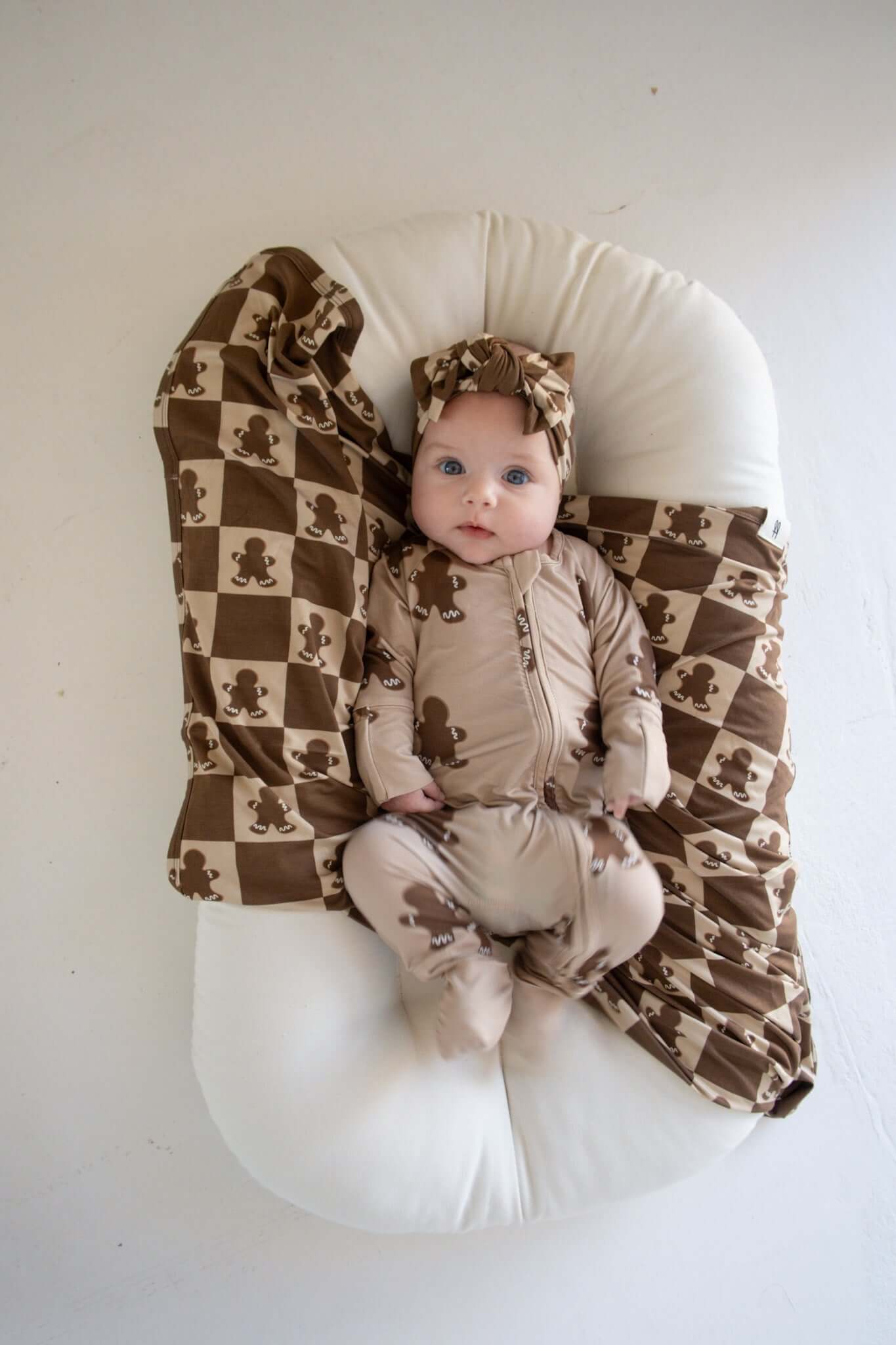 Bamboo Head Wrap | Gingerbread Checkerboard 2024 | Milk & Baby