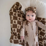 Bamboo Head Wrap | Gingerbread Checkerboard 2024 | Milk & Baby