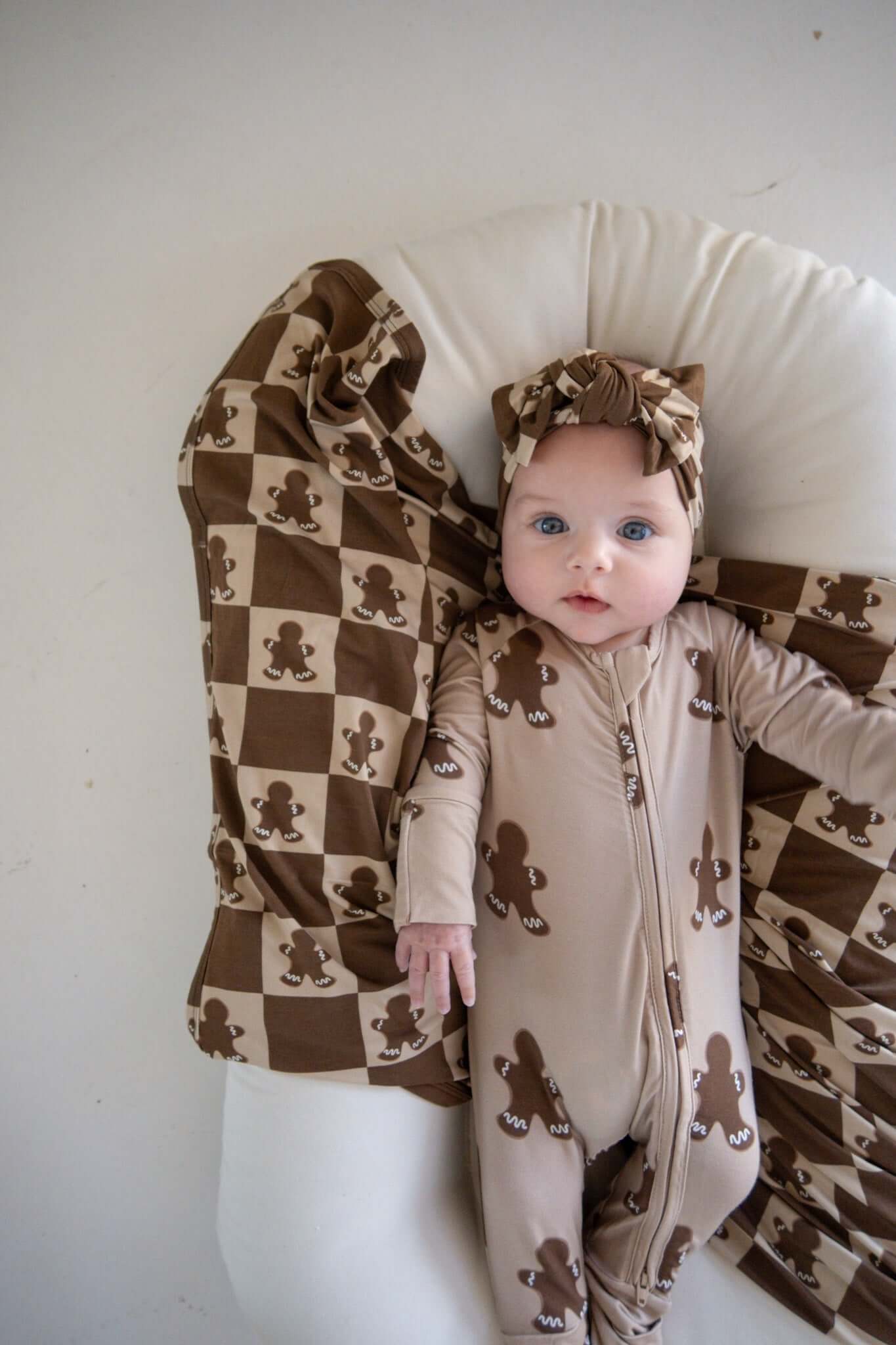 Bamboo Head Wrap | Gingerbread Checkerboard 2024 | Milk & Baby