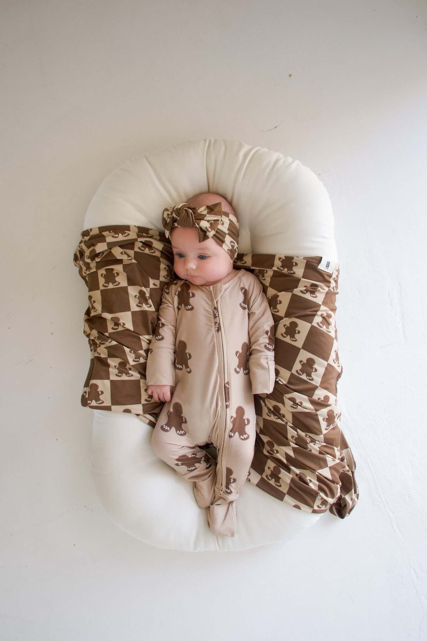 Bamboo Head Wrap | Gingerbread Checkerboard 2024 | Milk & Baby