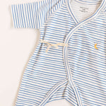 Blue Stripe Print Baby Kimono Onesie | Milk & Baby