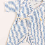 Blue Stripe Print Baby Kimono Onesie | Milk & Baby