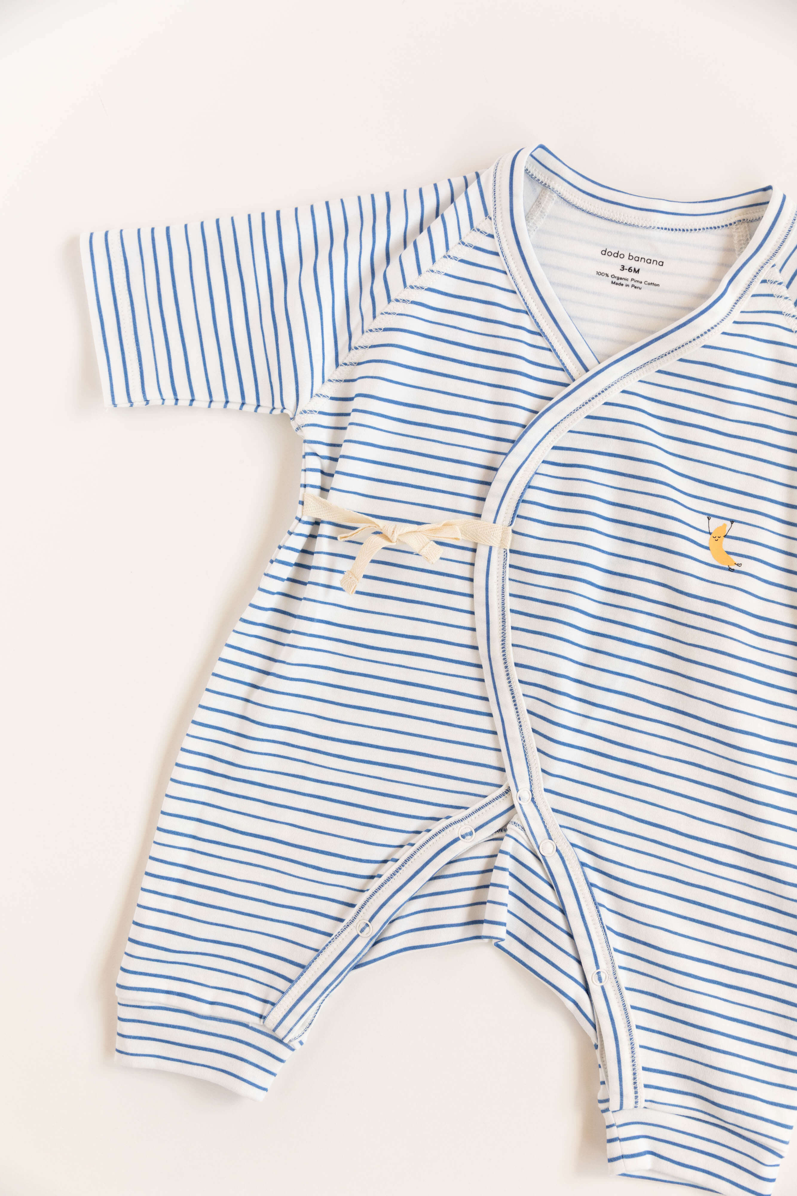 Blue Stripe Print Baby Kimono Onesie | Milk & Baby