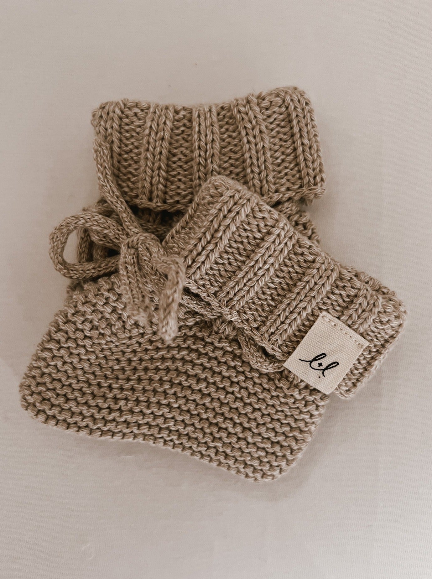 Luna + Luca Organic Booties - Heather Beige | Milk & Baby