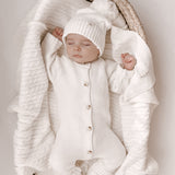 Luna + Luca Classic Purl Knit Jumpsuit - White | Milk & Baby