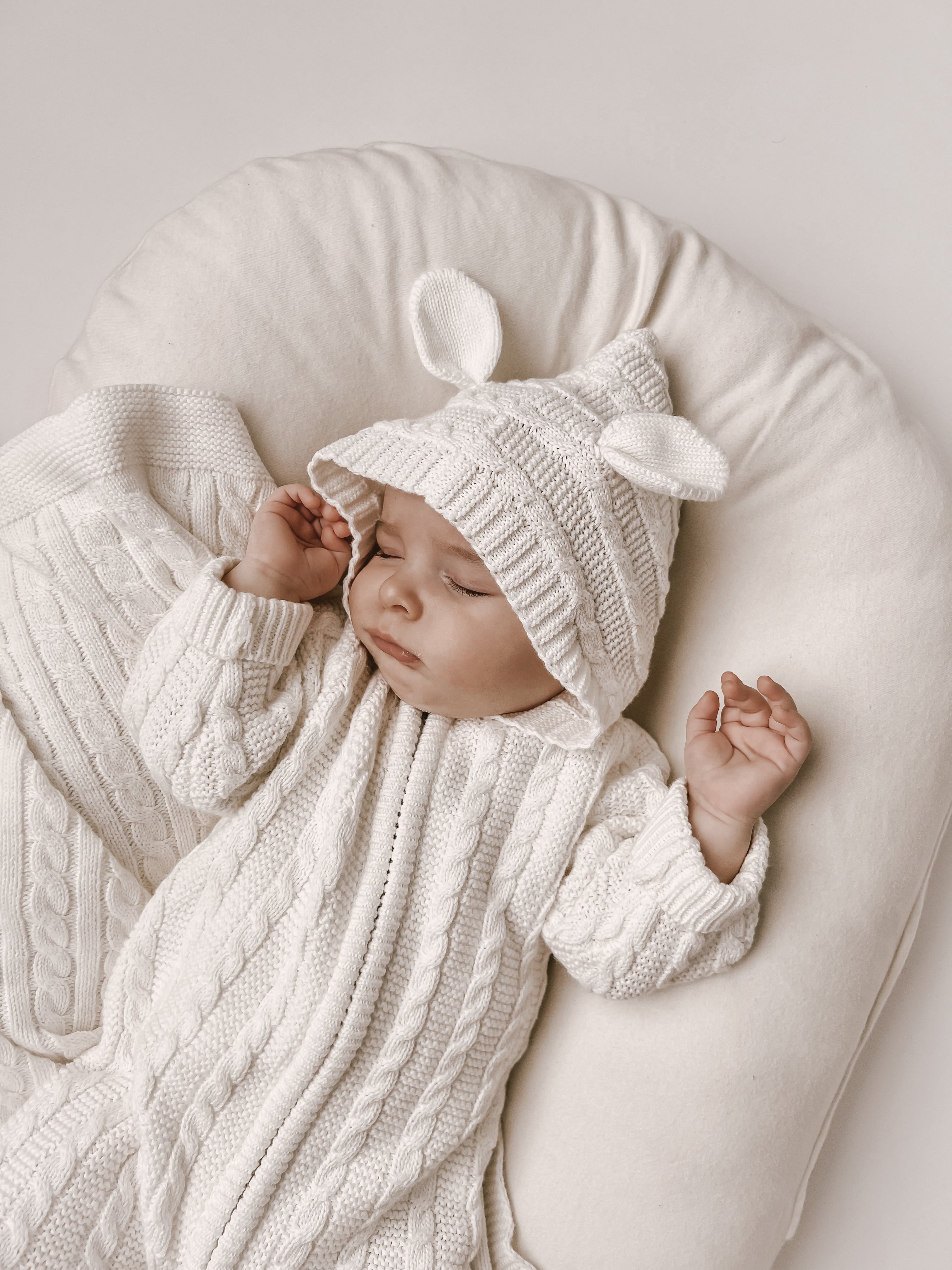 Luna + Luca Baby Bear Jumpsuit | White | Milk & Baby