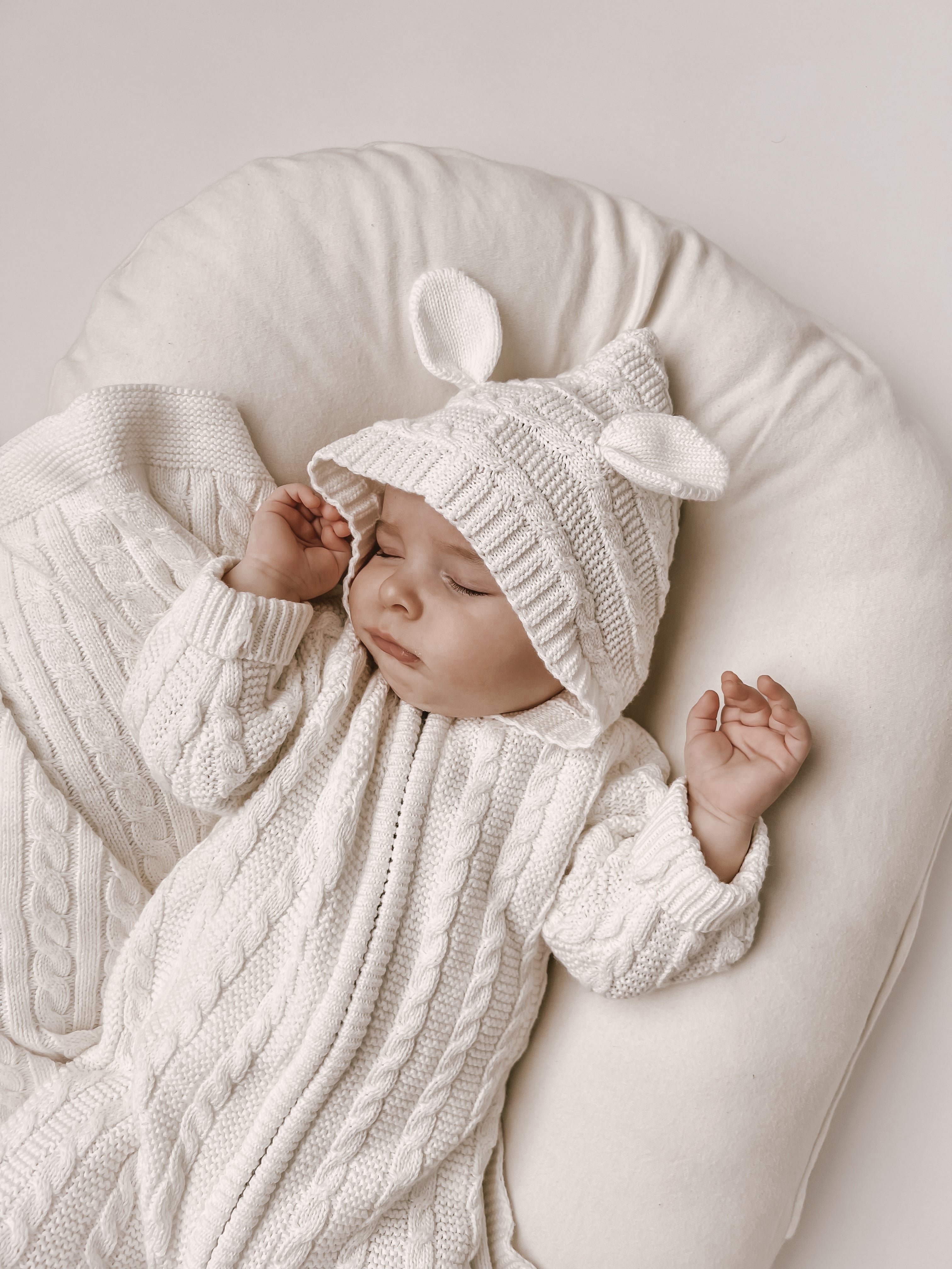 Luna + Luca Baby Bear Jumpsuit | White Milk & Baby