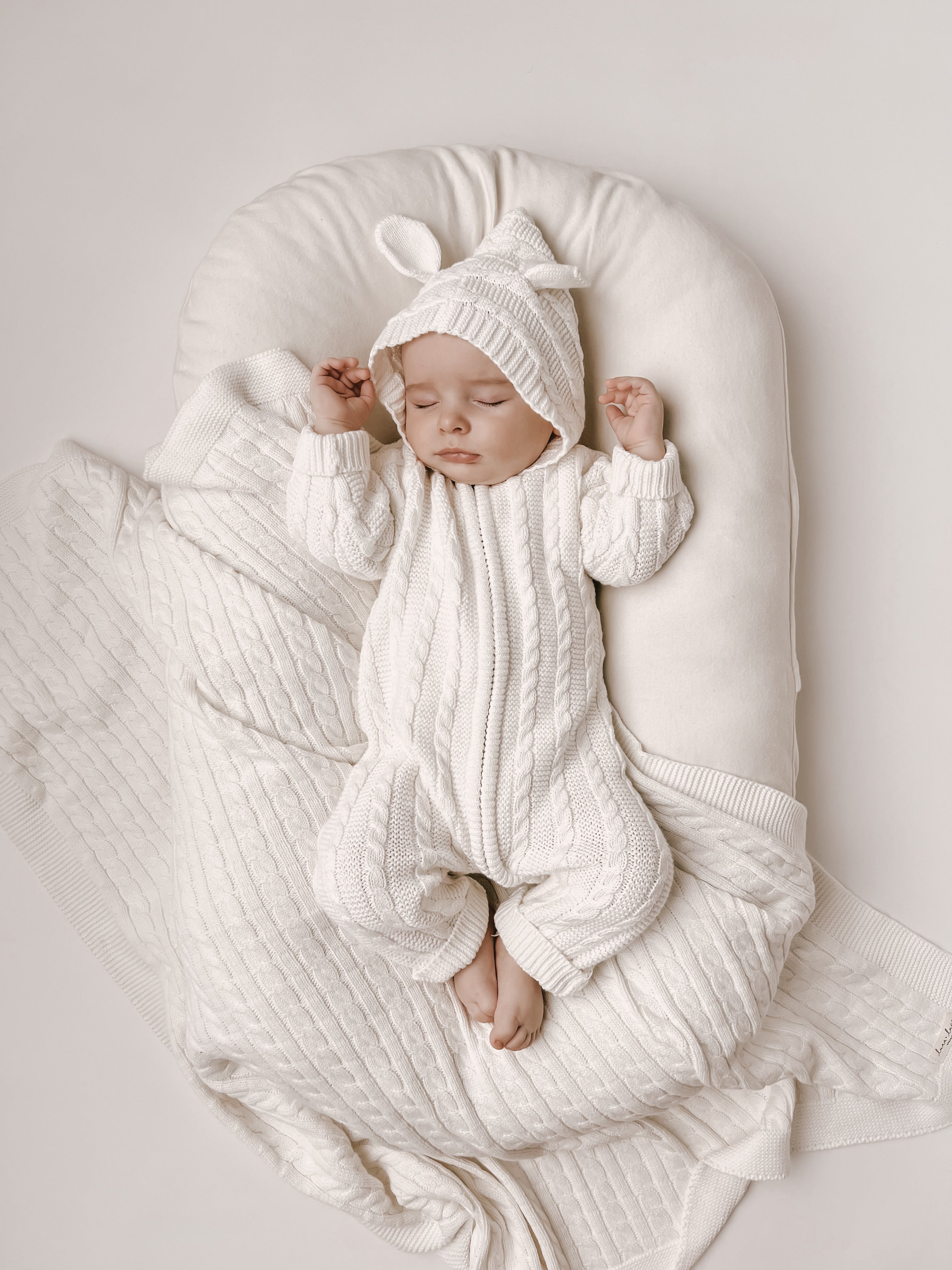 Luna + Luca Baby Bear Jumpsuit | White | Milk & Baby