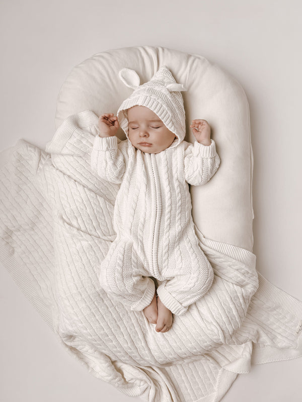 Luna + Luca Baby Bear Jumpsuit - White Milk & Baby
