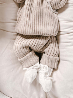 Chunky Rib Leggings | Beige | Milk & Baby