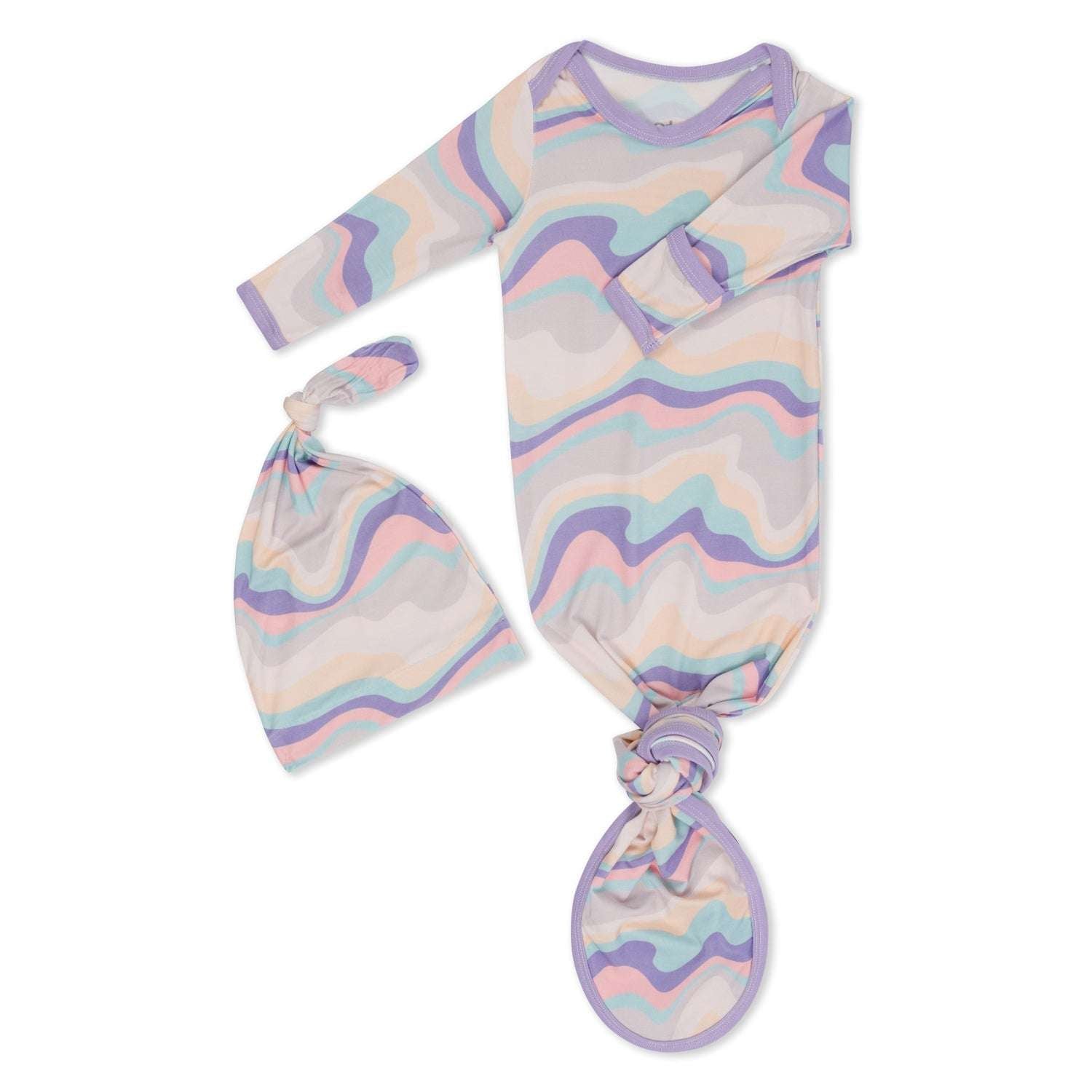 Swirls Knotted Gown & Hat | Milk & Baby