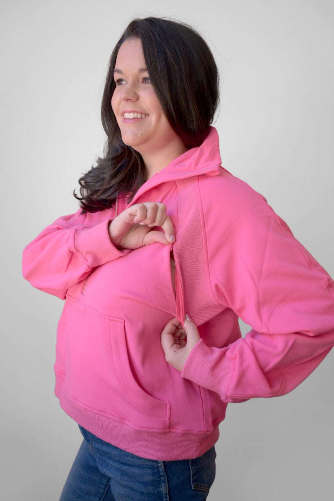 Oversized Three Zip Breastfeeding Sweatshirt Milk & Baby