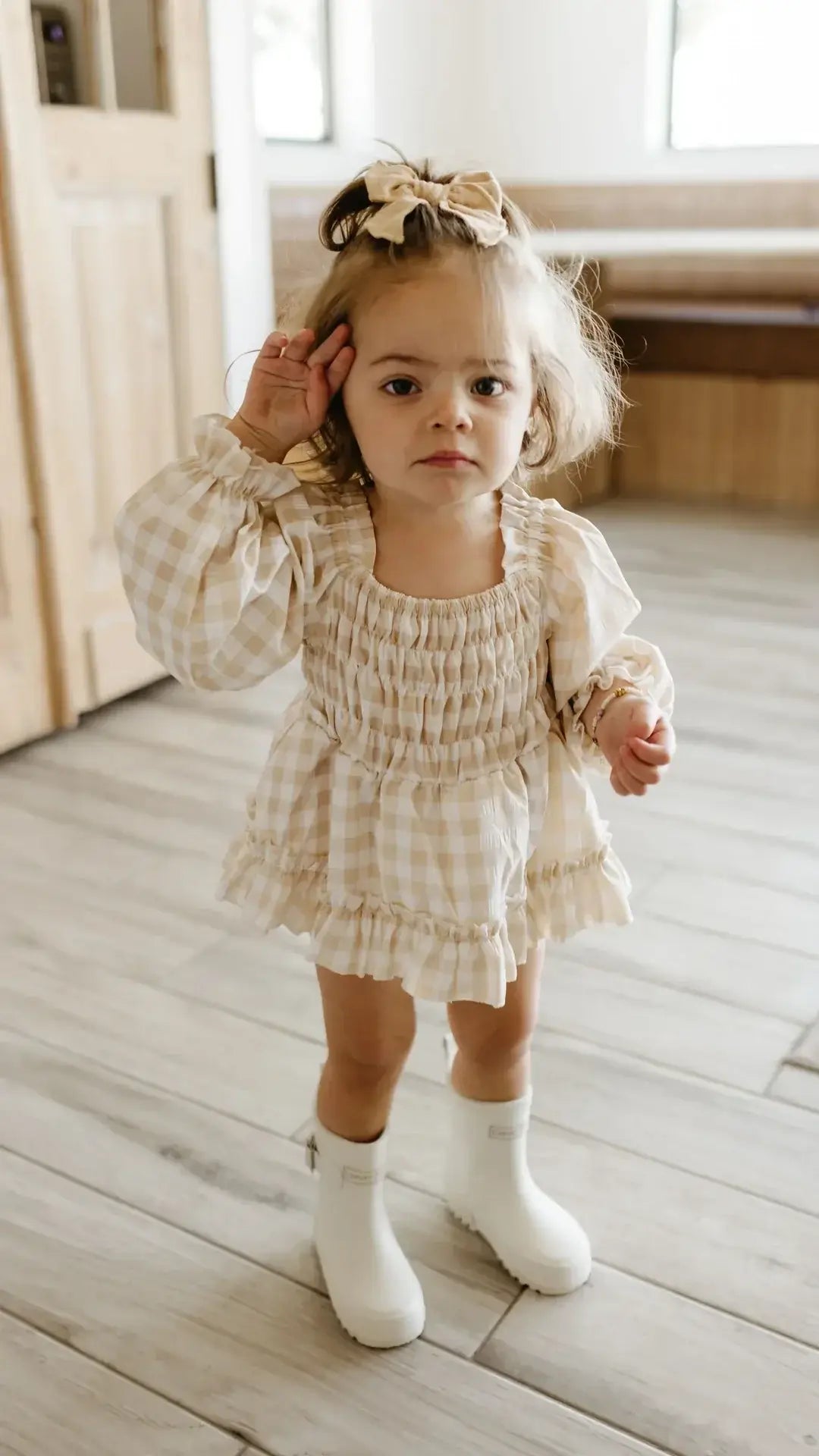 Gingham | Ruffle Romper | Milk & Baby