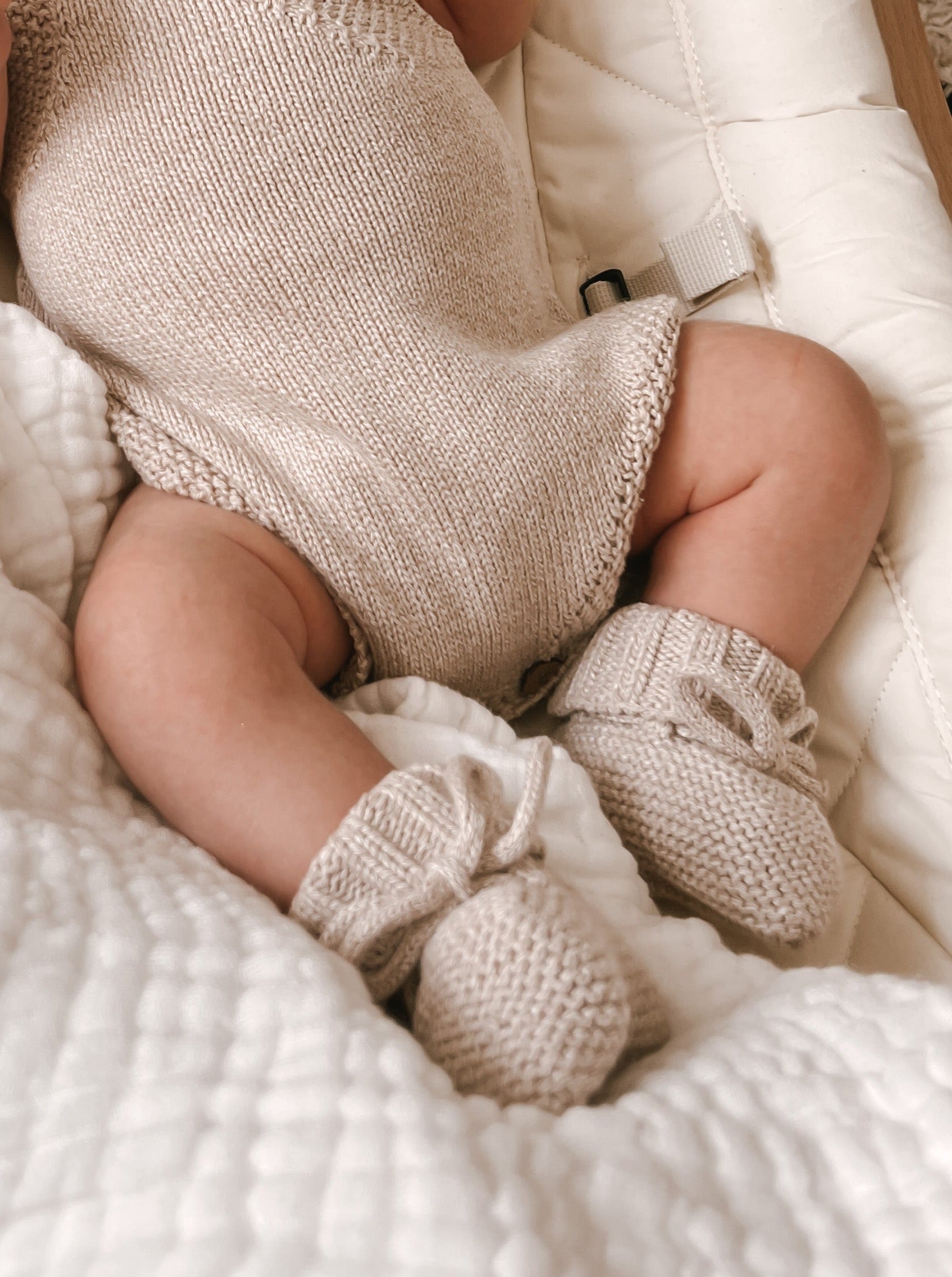 Luna + Luca Organic Booties - Heather Beige | Milk & Baby