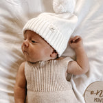 Luna + Luca Pom Beanie - White | Milk & Baby