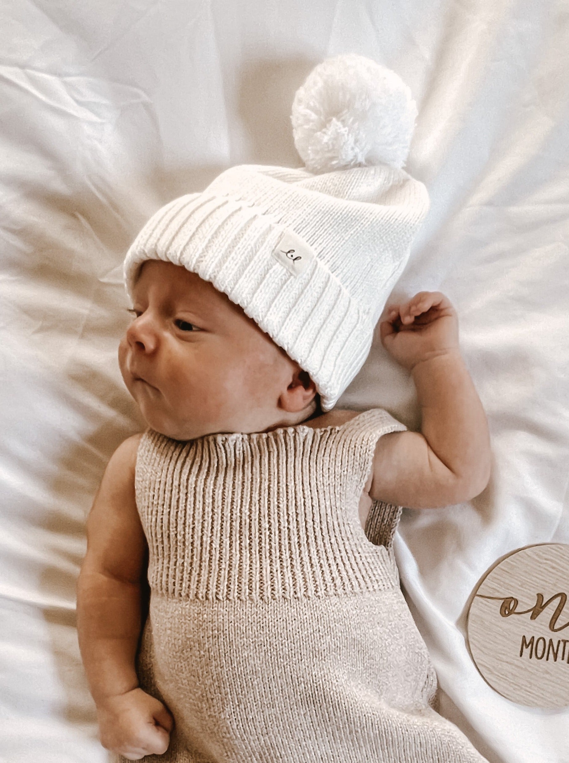 Luna + Luca Pom Beanie - White | Milk & Baby
