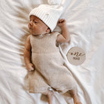 Luna + Luca Rib Detail Short Romper - Heather Beige | Milk & Baby