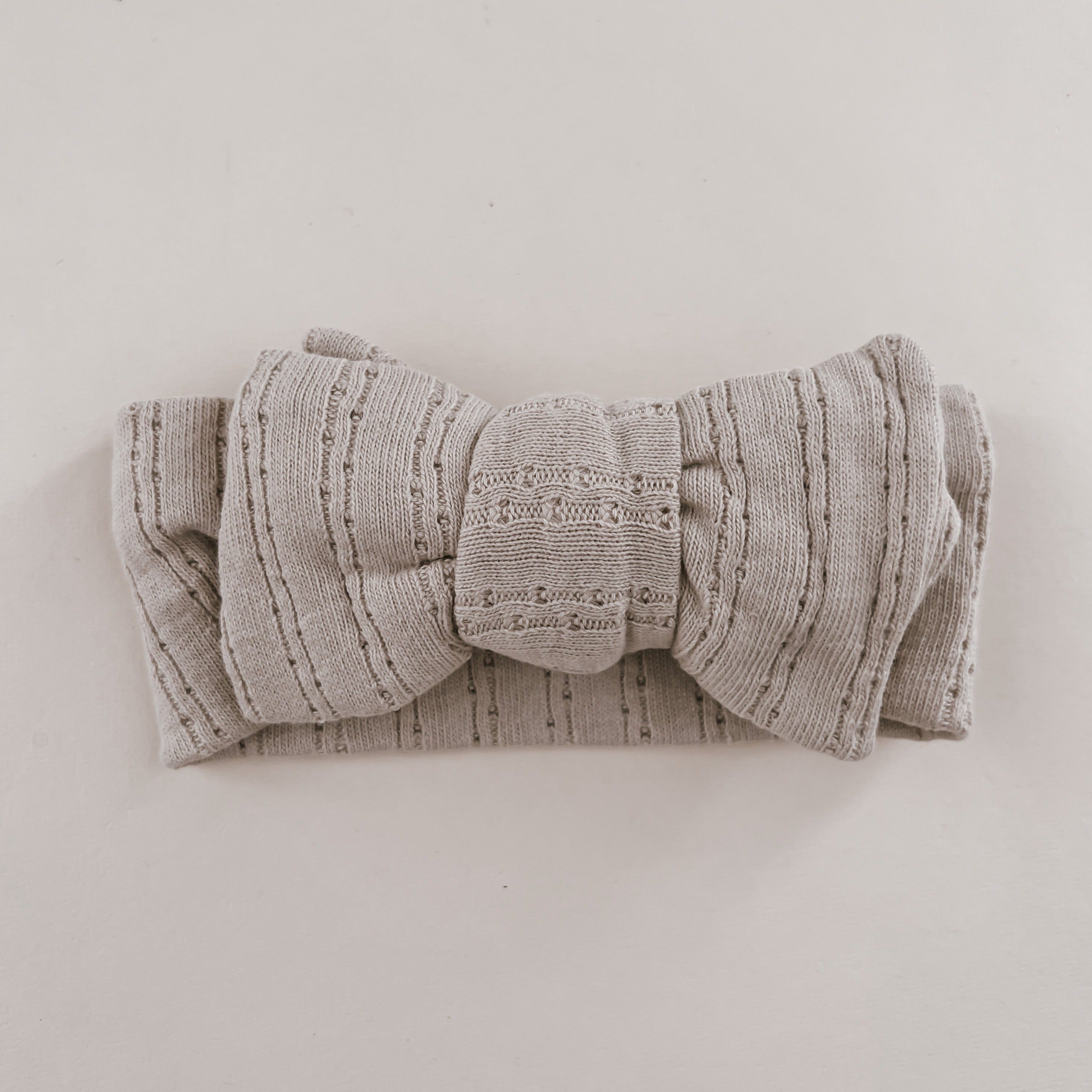 Luna + Luca Pointelle Bow Headband - Beige | Milk & Baby