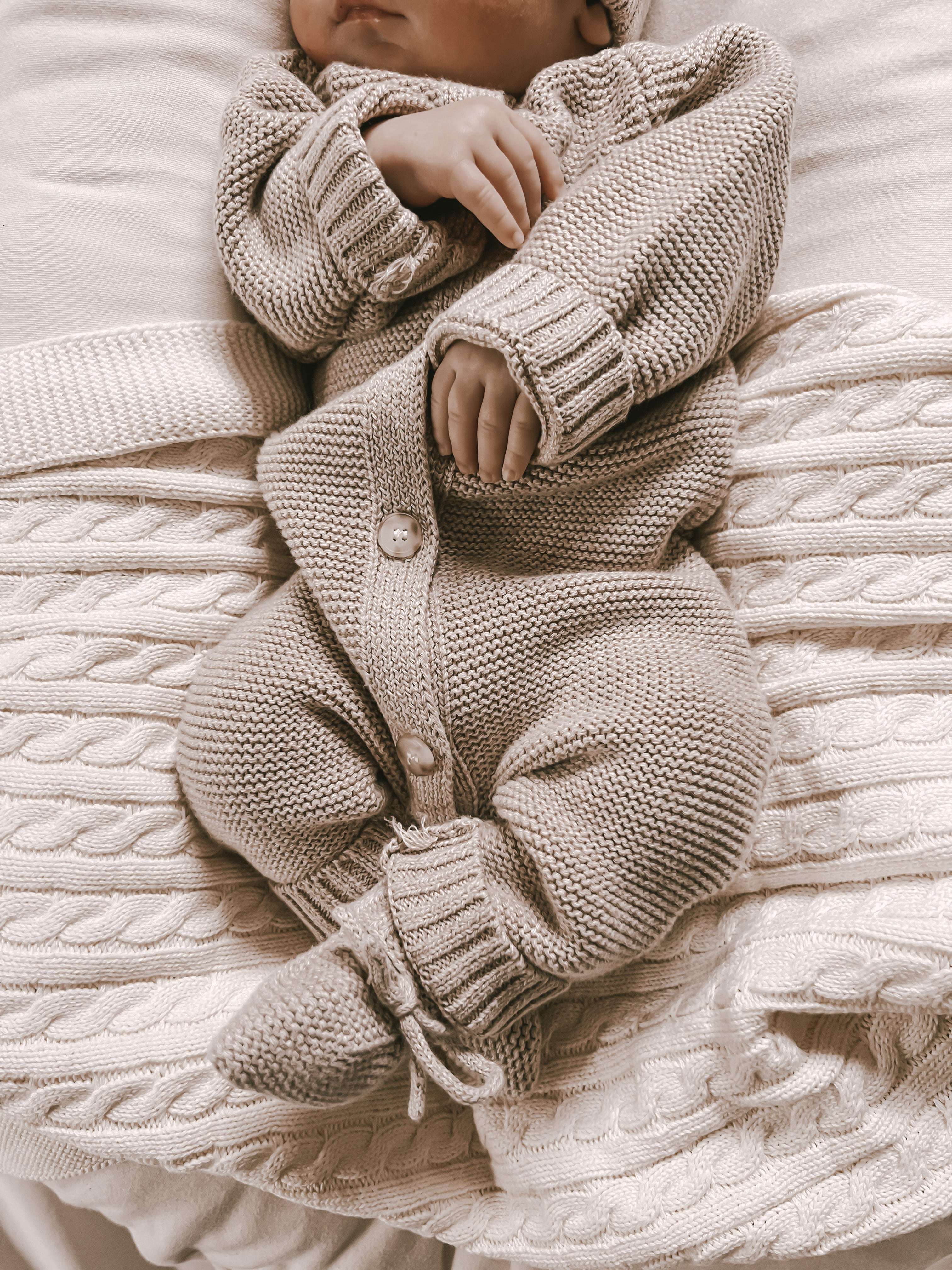 Luna + Luca Classic Purl Knit Jumpsuit | Heather Beige Milk & Baby