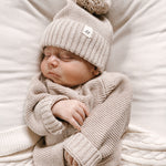 Luna + Luca Pom Beanie - Heather Beige | Milk & Baby