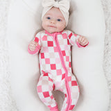 Dreamy Pink Checkers Dream Romper | Milk & Baby