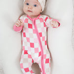 Dreamy Pink Checkers Dream Romper | Milk & Baby