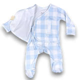 Heart2Heart Skin-to-Skin Onesie Dusty Blue Buffalo Check