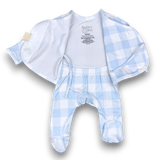 Heart2Heart Skin-to-Skin Onesie Dusty Blue Buffalo Check