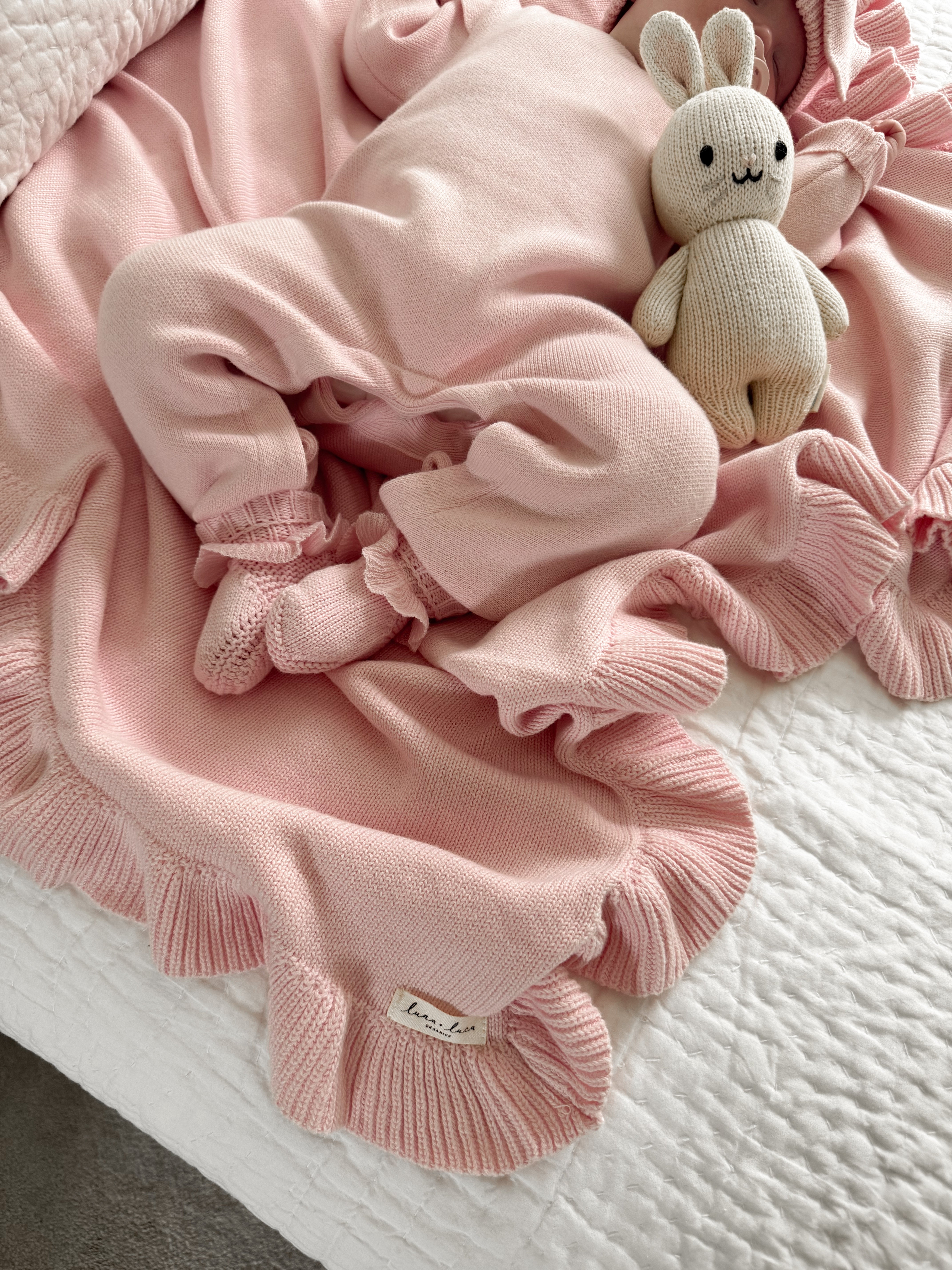 Powder Pink | Classic Ruffle Booties | Milk & Baby