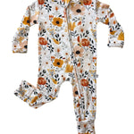 Floral | Bamboo Zip Romper | Milk & Baby