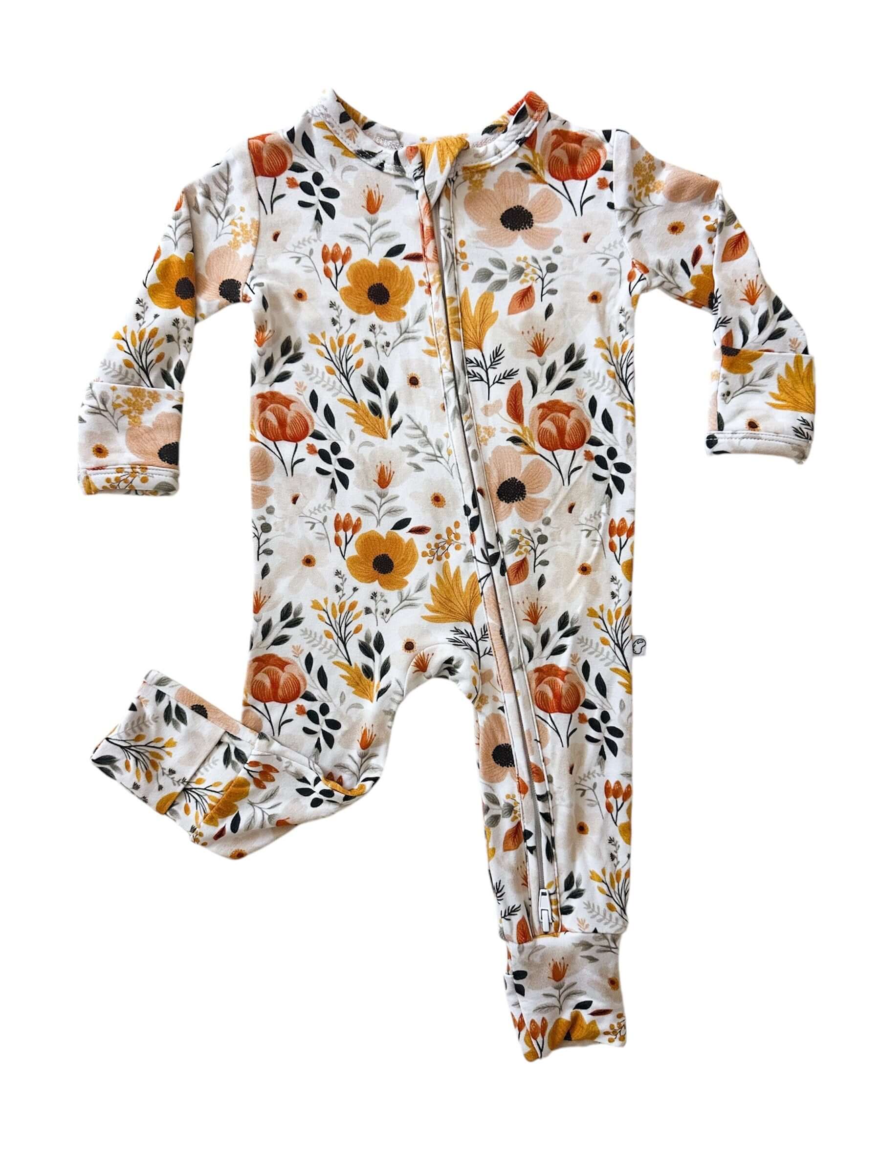 Floral | Bamboo Zip Romper | Milk & Baby
