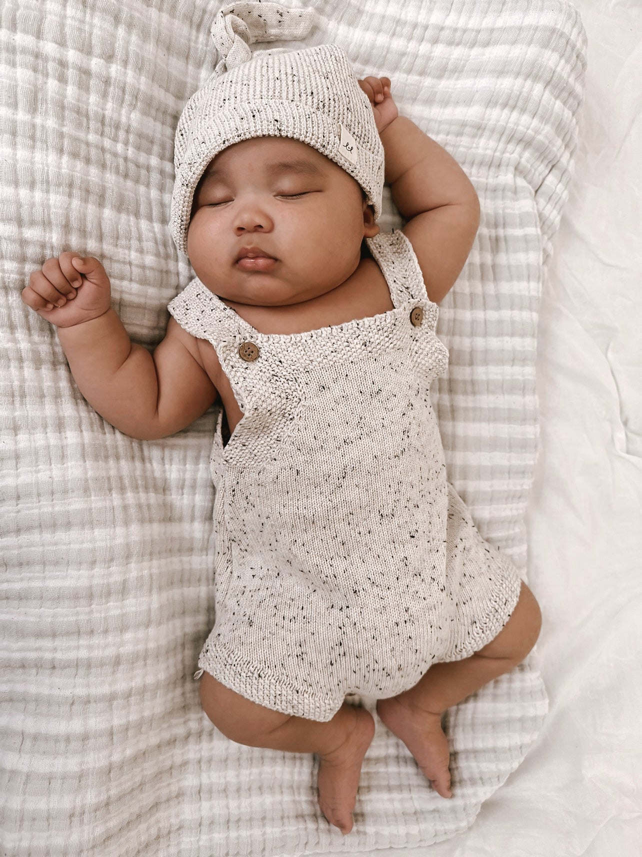 Luna + Luca Novelty Knit Romper - Black Speckle | Milk & Baby