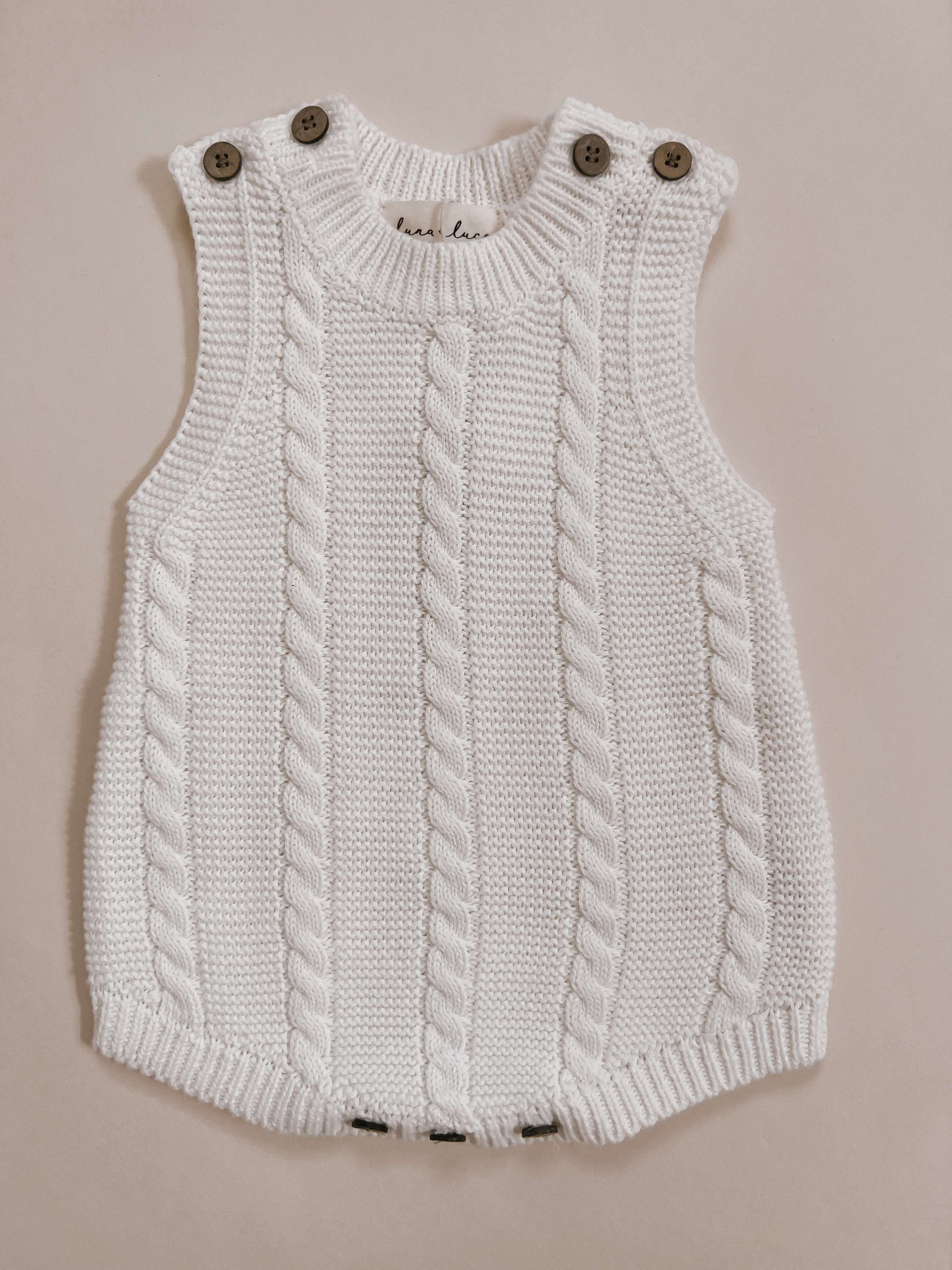 Luna + Luca Cable Knit Summer Romper | White Milk & Baby