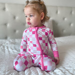 Dreamy Pink Checkers Dream Romper | Milk & Baby