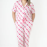 Dreamy Pink Checkers Women's Relaxed Flare Dream Set | Milk & Baby