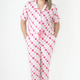 Dreamy Pink Checkers Women's Relaxed Flare Dream Set | Milk & Baby