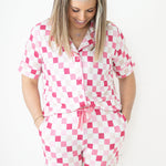 Dreamy Pink Checkers Women's Relaxed Flare Dream Set | Milk & Baby