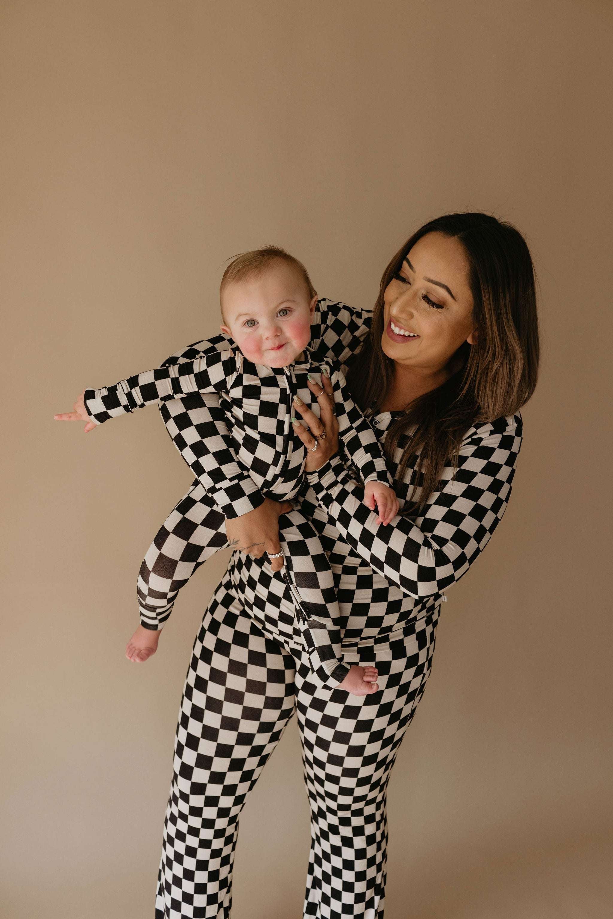 Black Checkerboard | Women's Bamboo Pajamas | Milk & Baby